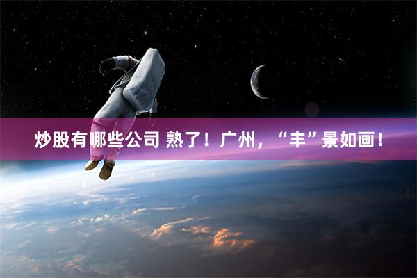 炒股有哪些公司 熟了！广州，“丰”景如画！