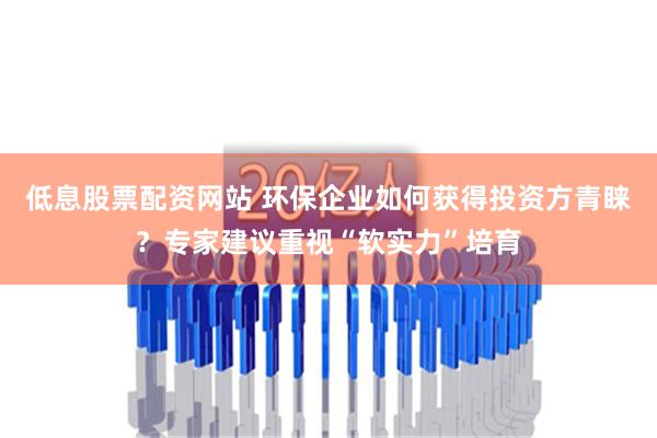 低息股票配资网站 环保企业如何获得投资方青睐？专家建议重视“软实力”培育